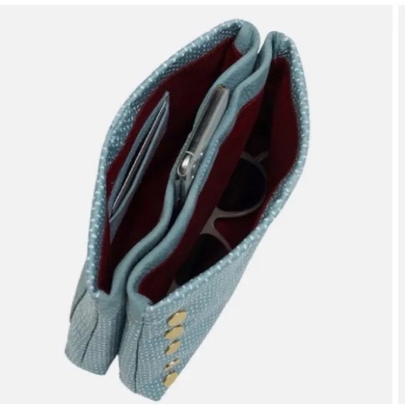 NWT Hammitt Duke Triple Compartment Crossbody Bag, Bay Blue Snake Leather - Picture 4 of 16